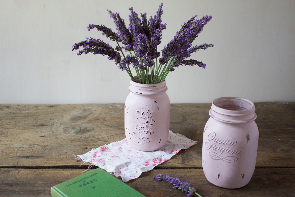 Tutorial barattoli di vetro decorati in stile Shabby Chic - Porta lavanda