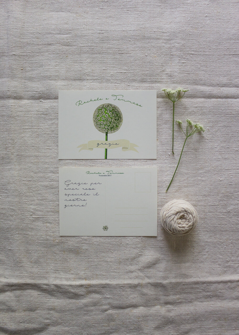 Wedding suite botanica Allium - Cartoline di ringraziamento - Lily&Sage Design