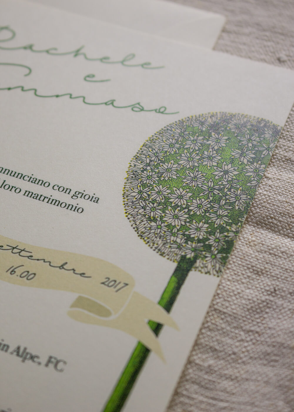 Wedding suite botanica Allium - Dettaglio - Partecipazioni matrimonio romantiche - Lily&Sage Design