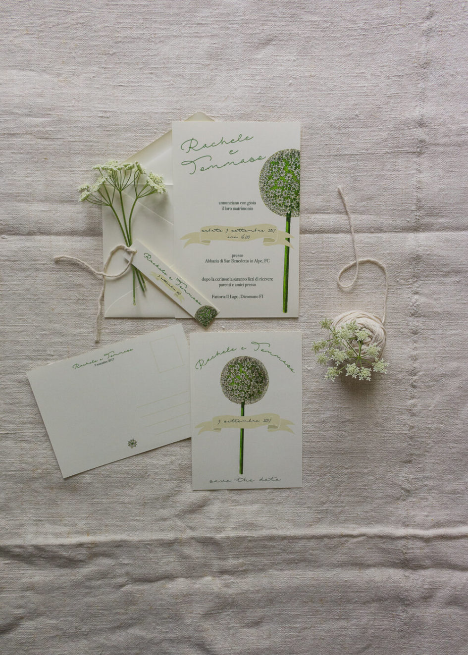 Wedding suite botanica Allium - Partecipazioni matrimonio e cartolina Save the date - Lily&Sage Design